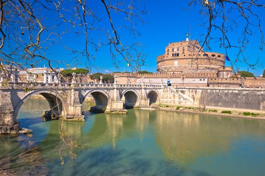 Castel Sant Angelo or The Mausoleum of Hadrian and Tiber river b