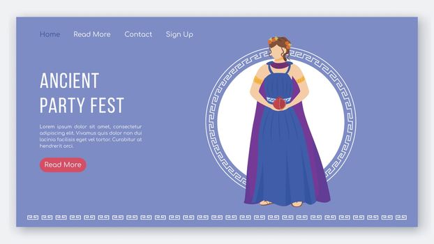 Ancient party fest landing page vector template