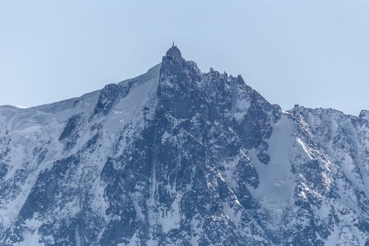 peak of Aiguille du Midi above Chamonix