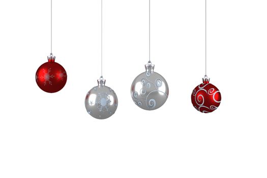 Hanging christmas bauble decorations