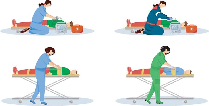 First aid flat vector illustrations set