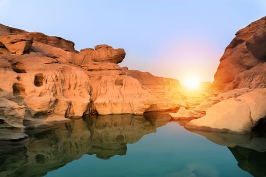 Sunrise new day at Sam Phan Bok, as known as the Grand Canyon of