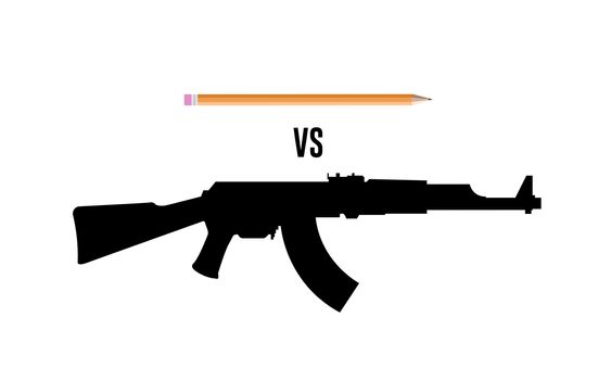 Pencil vs gun vector