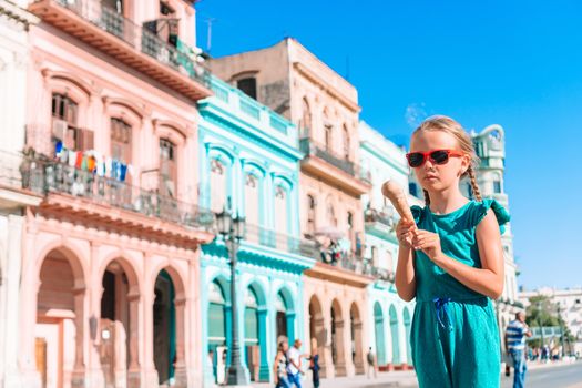 Tourist girl in popular area in Havana, Cuba.