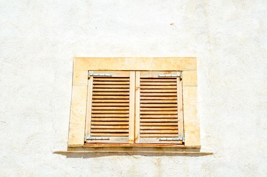 window shutters on an old european style building, architectural
