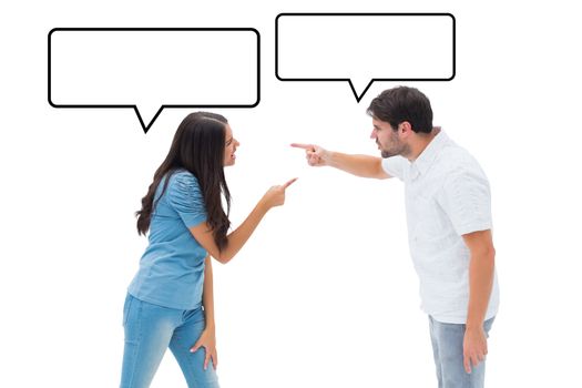 Composite image of angry couple shouting at each other