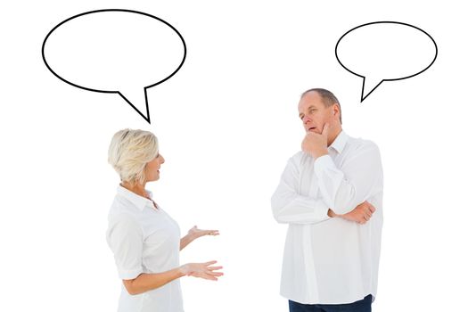 Composite image of angry older couple arguing with each other