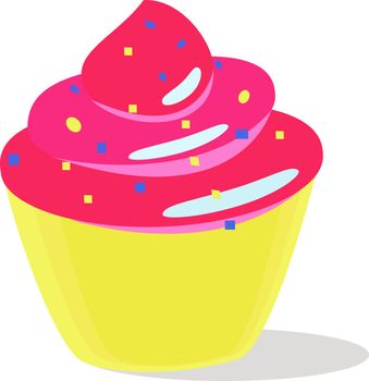 Red cupcake, illustration, vector on white background