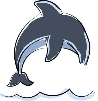 Dolphin jumping from the water, illustration, vector on white ba