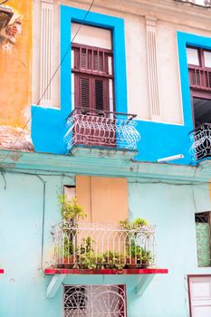HAVANA, CUBA - APRIL 14, 2017: Authentic view of old abandoned house in Havana