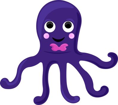 Purple octopus, illustration, vector on white background.