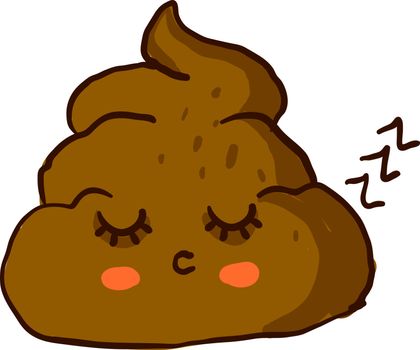 Sleepy poop, illustration, vector on white background.