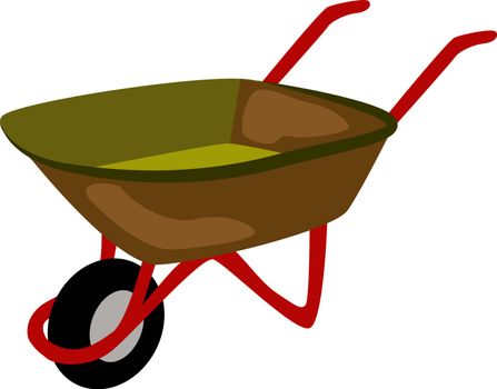 Wheelbarrow, illustration, vector on white background.
