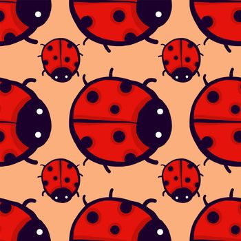 Ladybugs pattern , illustration, vector on white background