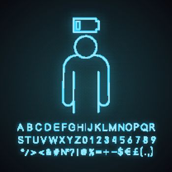 Mental exhaustion neon light icon