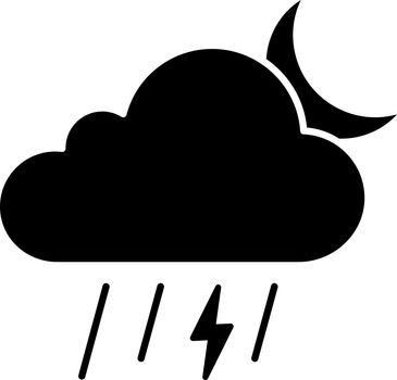 Night thunderstorm glyph icon