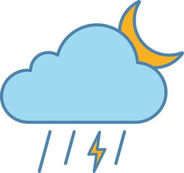Night thunderstorm color icon