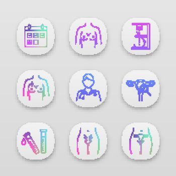 Gynecology app icons set