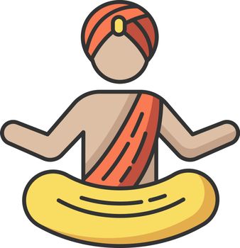 Yogi in turban RGB color icon
