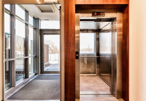 Full length view of elevator in condominium