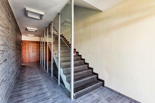 Photo of modern staircase in rental apartment business