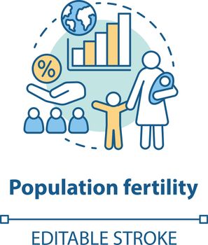 Population fertility concept icon. Birthrate idea thin line illustration. Birth control in different countries. Planned parenthood. Vector isolated outline drawing. Editable stroke