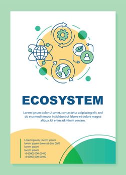 Ecosystem poster template layout. Environmental conservation. Ec