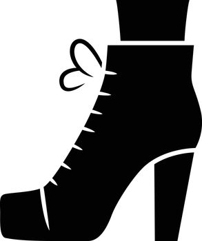 Women lita shoes glyph icon. Vintage ladies boots side view. Fem