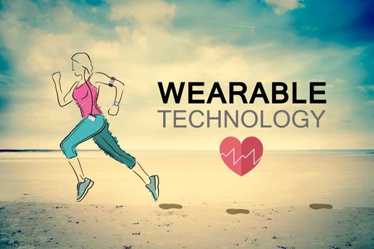 Wearable technology vector with jogging woman
