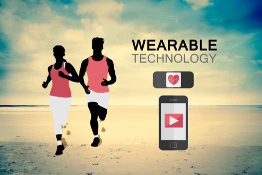 Wearable technology vector with jogging couple