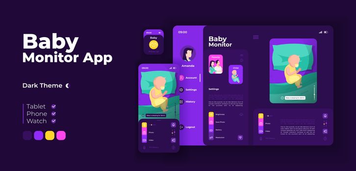 Childcare app screen vector adaptive design template