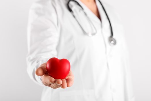 Male doctor holding heart in hands