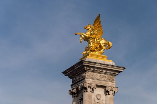 Sculpture on Pont Alexandre III bridge in Paris