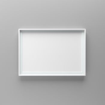 Elegant and minimalistic picture frame standing on gray wall