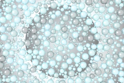 Pearls and bubbles with white background, 3d rendering.