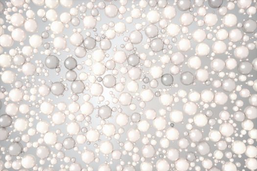 Pearls and bubbles with white background, 3d rendering.