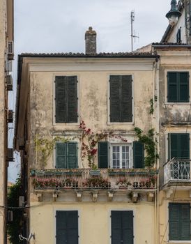 Old house in Liston plaza by Spianada square in Old Town Corfu