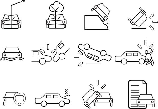 Flat and thin line icons set