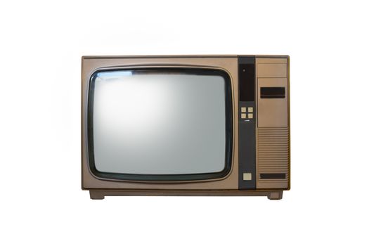 Retro old television from 80s isolated on white background.
