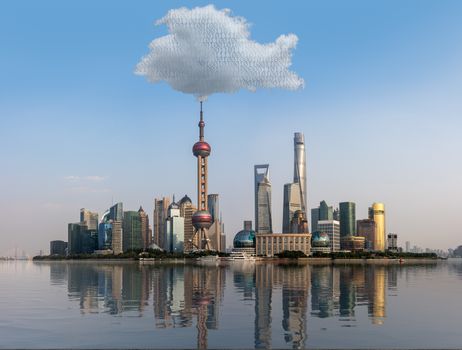 Cloud computing concept using Shanghai skyline