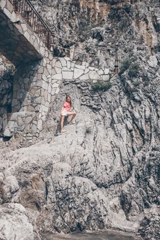 Little girl in Emerald Grotto, Amalfi Coast