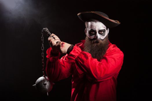 Spooky male pirate with long beard
