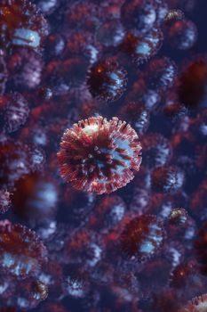 Global pandemic under the microscope, representation of coronavirus in macro
