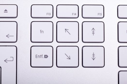 White aluminum keyboard in close up