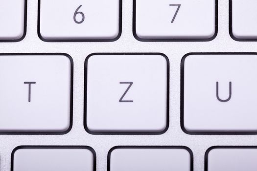 White aluminum keyboard in close up