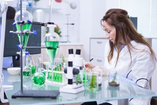 Academic female scientist in a microbiology laboratory