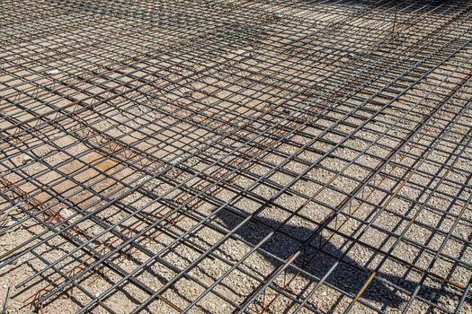 Wire mesh steel for concrete cement. Construct reinforcement for foundations.
