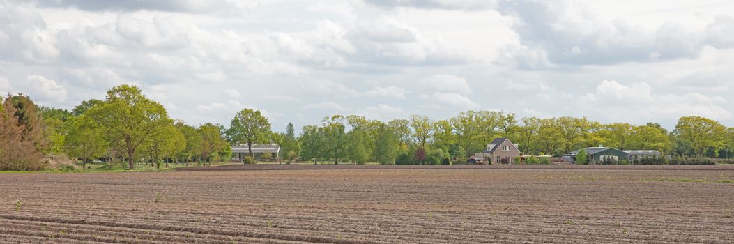 View of agricultural land prepared for sowing, arable soil