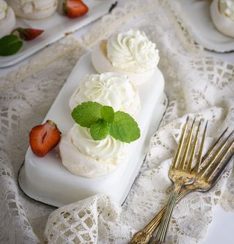 cakes of whipped egg whites and cream