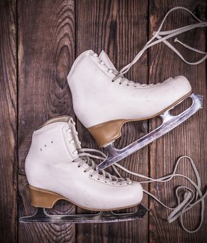 female white leather skates for figure skating 
